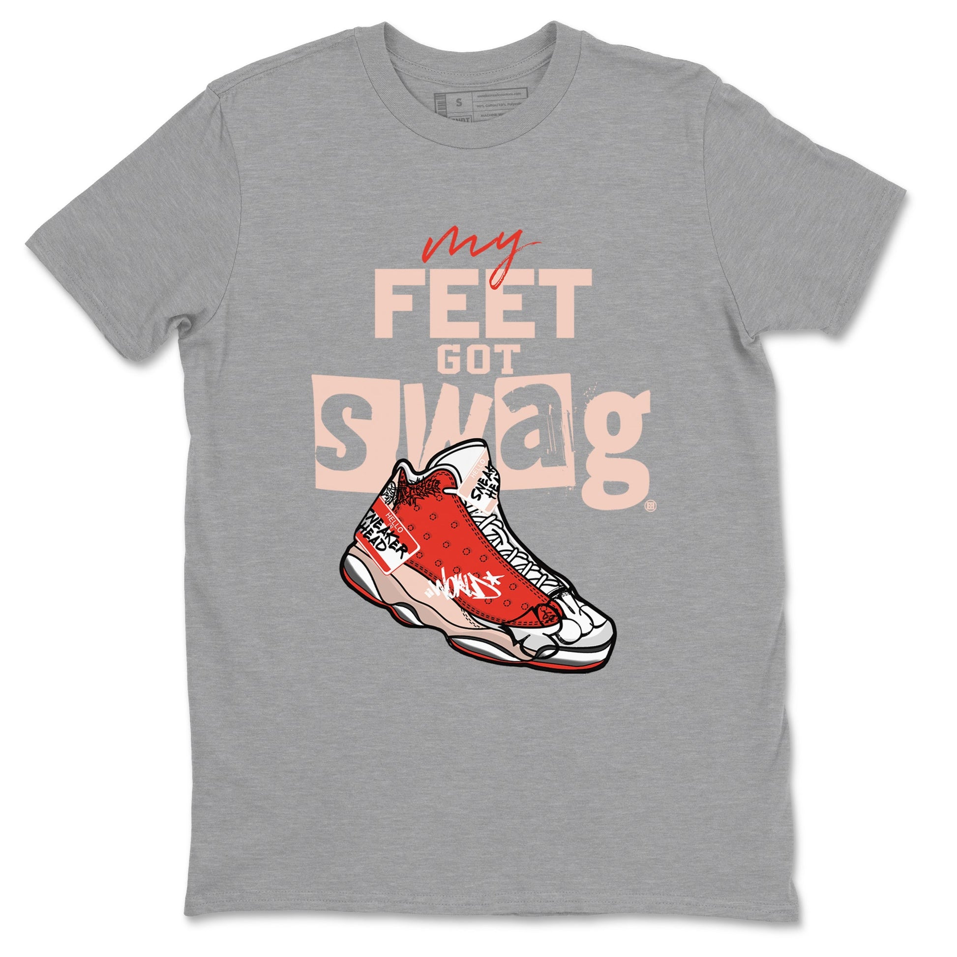 13s Dune Red shirts to match jordans My Feet Got Swag sneaker match tees Air Jordan 13 Dune Red SNRT Sneaker Tees streetwear brand Heather Grey 2 unisex cotton tee