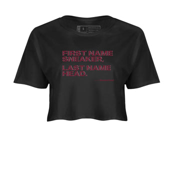 AJ1 High '85 Metallic Burgundy shirts to match jordans My Name Is Sneakerhead sneaker match tees 1s High '85 Metallic Burgundy SNRT Sneaker Tees streetwear brand Black 2 crop tee