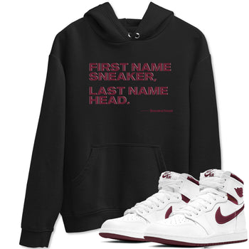 AJ1 High '85 Metallic Burgundy shirts to match jordans My Name Is Sneakerhead sneaker match tees 1s High '85 Metallic Burgundy SNRT Sneaker Tees streetwear brand Black 1 unisex cotton tee