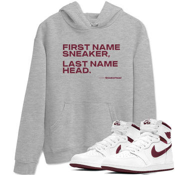 AJ1 High '85 Metallic Burgundy shirts to match jordans My Name Is Sneakerhead sneaker match tees 1s High '85 Metallic Burgundy SNRT Sneaker Tees streetwear brand Heather Grey 1 unisex cotton tee