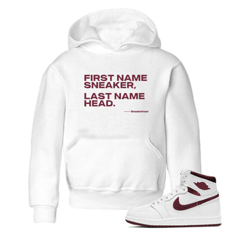AJ1 High '85 Metallic Burgundy shirts to match jordans My Name Is Sneakerhead sneaker match tees 1s High '85 Metallic Burgundy SNRT Sneaker Tees streetwear brand Baby and Youth White 1 cotton tee