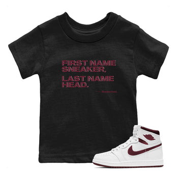 AJ1 High '85 Metallic Burgundy shirts to match jordans My Name Is Sneakerhead sneaker match tees 1s High '85 Metallic Burgundy SNRT Sneaker Tees streetwear brand Baby and Youth Black 1 cotton tee