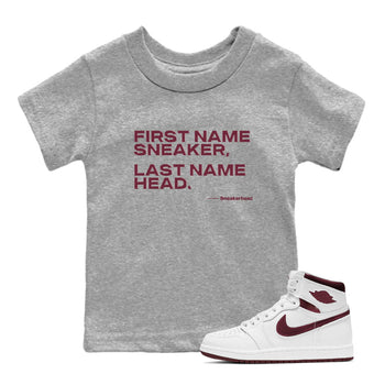AJ1 High '85 Metallic Burgundy shirts to match jordans My Name Is Sneakerhead sneaker match tees 1s High '85 Metallic Burgundy SNRT Sneaker Tees streetwear brand Baby and Youth Heather Grey 1 cotton tee