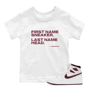 AJ1 High '85 Metallic Burgundy shirts to match jordans My Name Is Sneakerhead sneaker match tees 1s High '85 Metallic Burgundy SNRT Sneaker Tees streetwear brand Baby and Youth White 1 cotton tee