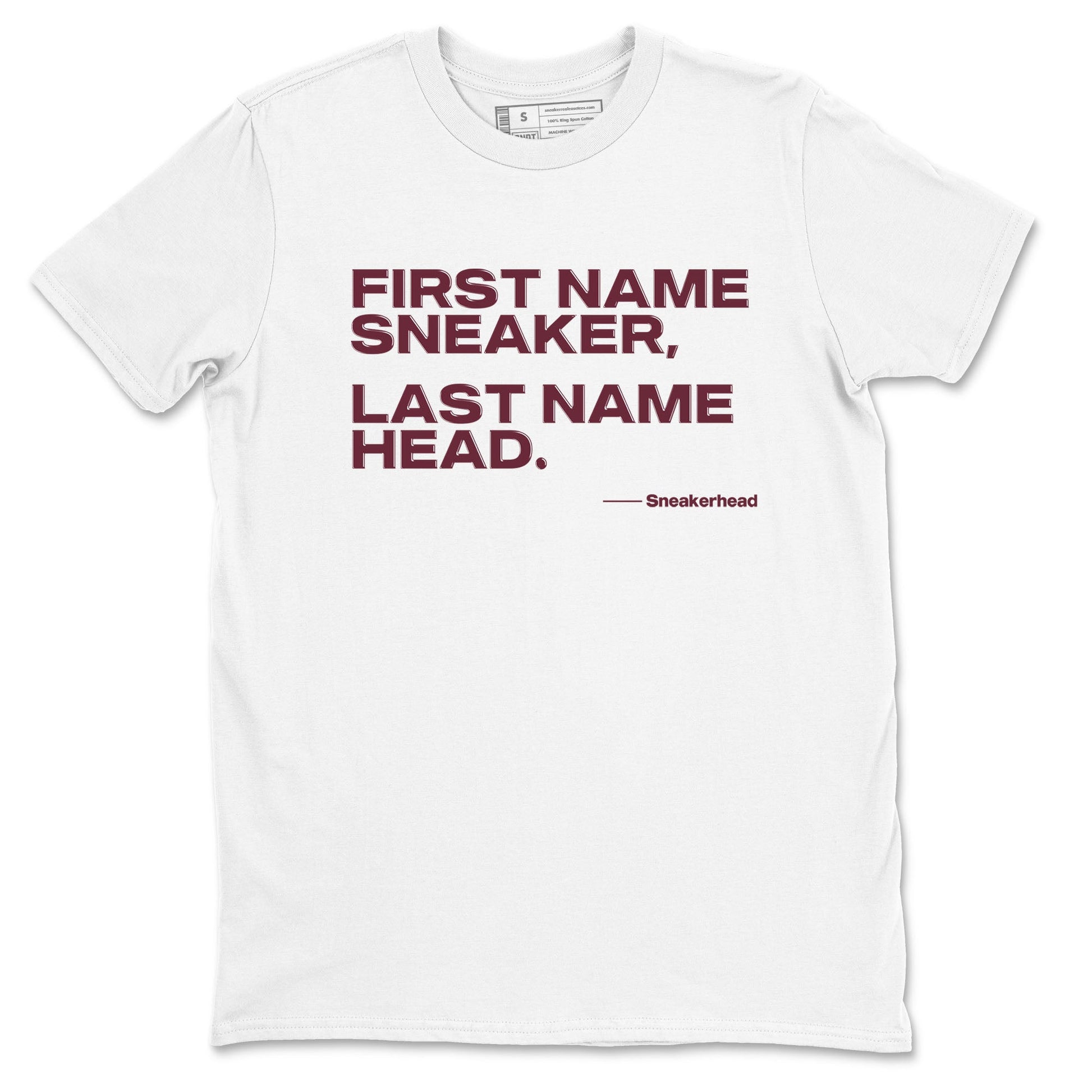 AJ1 High '85 Metallic Burgundy shirts to match jordans My Name Is Sneakerhead sneaker match tees 1s High '85 Metallic Burgundy SNRT Sneaker Tees streetwear brand White 2 unisex cotton tee