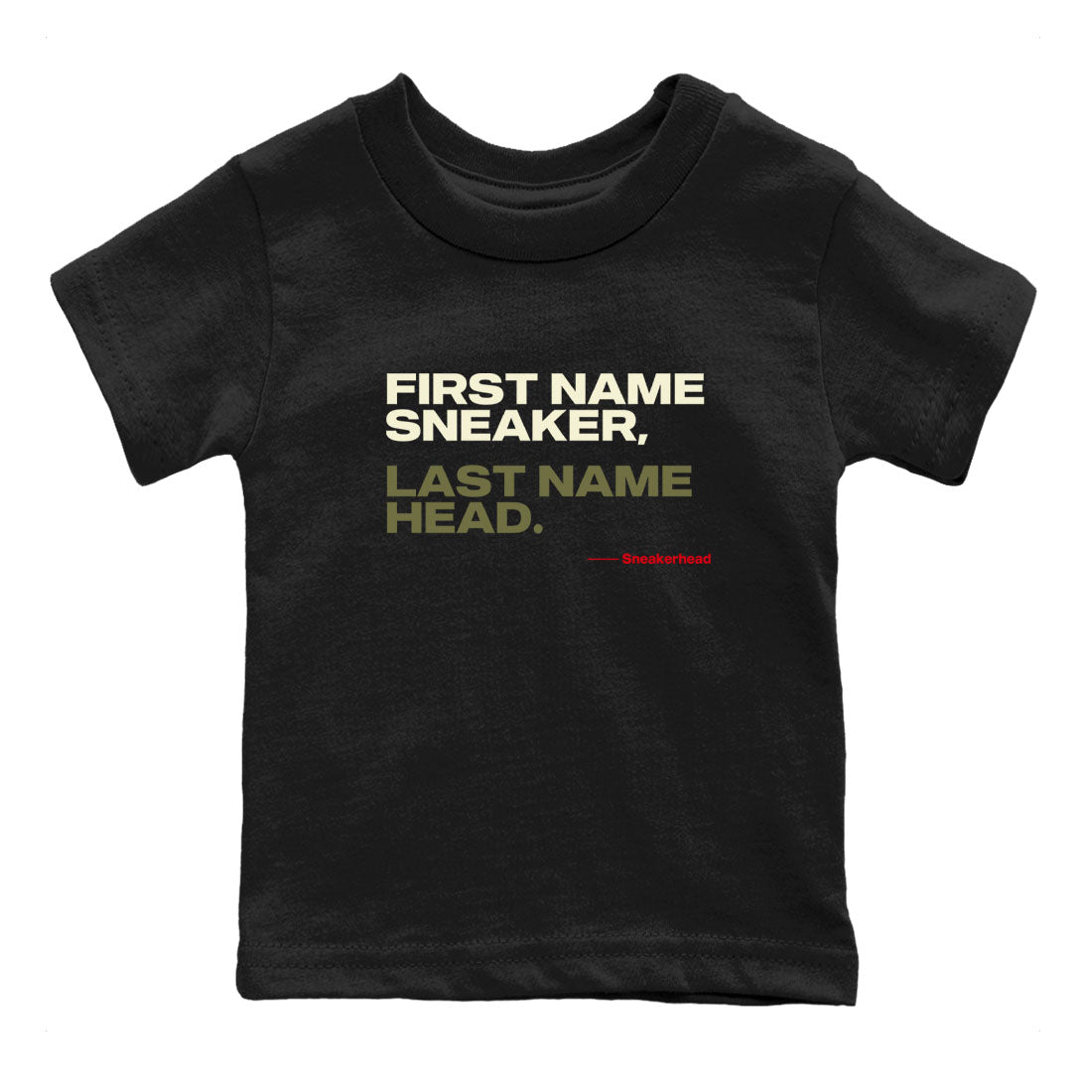 1s Travis Scott Medium Olive shirts to match jordans My Name Is Sneakerhead sneaker match tees Air Jordan 1 Travis Scott Medium Olive SNRT Sneaker Tees streetwear brand Baby and Youth Black 2 cotton tee