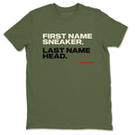 1s Travis Scott Medium Olive shirts to match jordans My Name Is Sneakerhead sneaker match tees Air Jordan 1 Travis Scott Medium Olive SNRT Sneaker Tees streetwear brand Military Green 2 unisex cotton tee