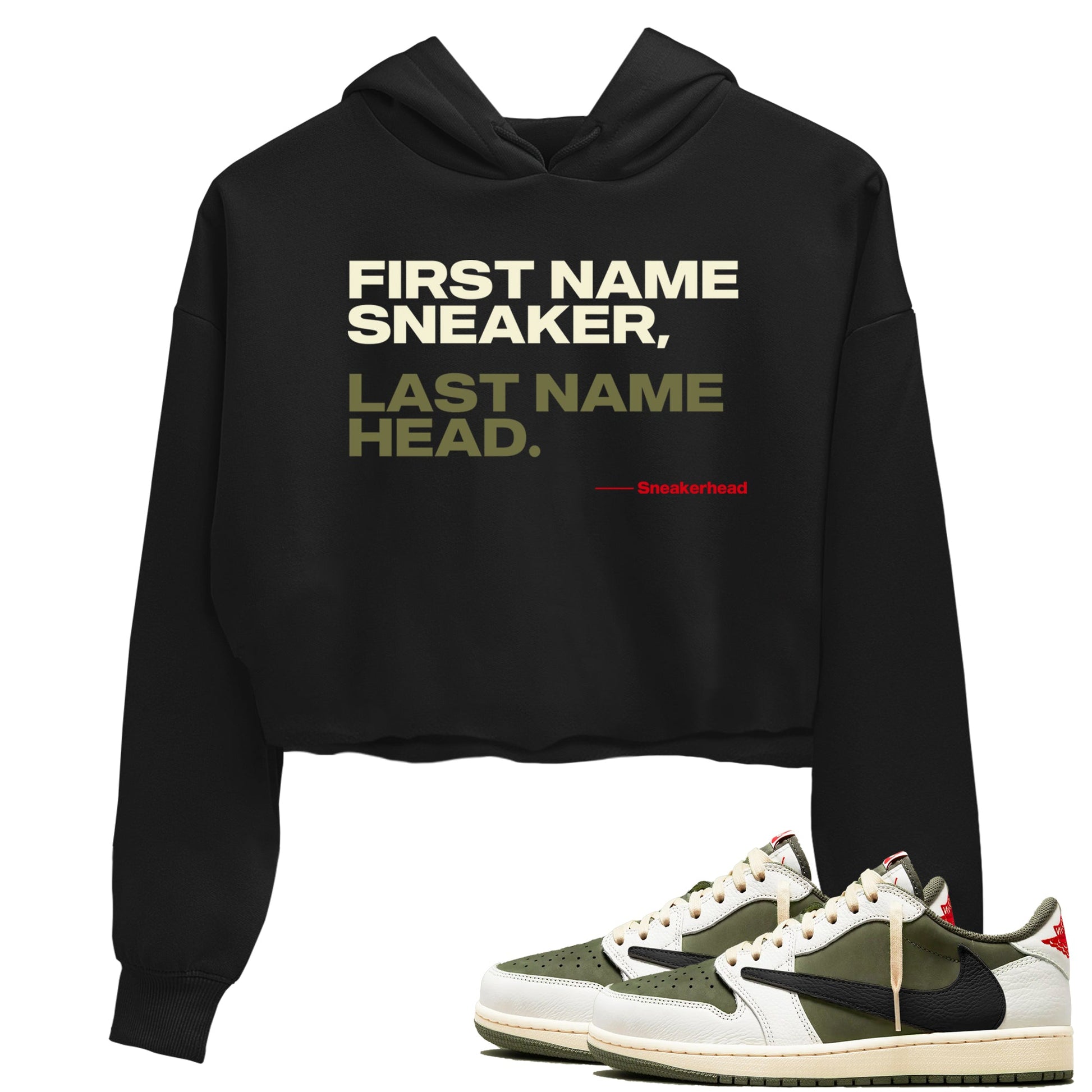 My Name Is Sneakerhead SNRT Sneaker Women's Top - Air Jordan 1 Travis Scott Medium Olive - SNRT Sneaker T-shirts