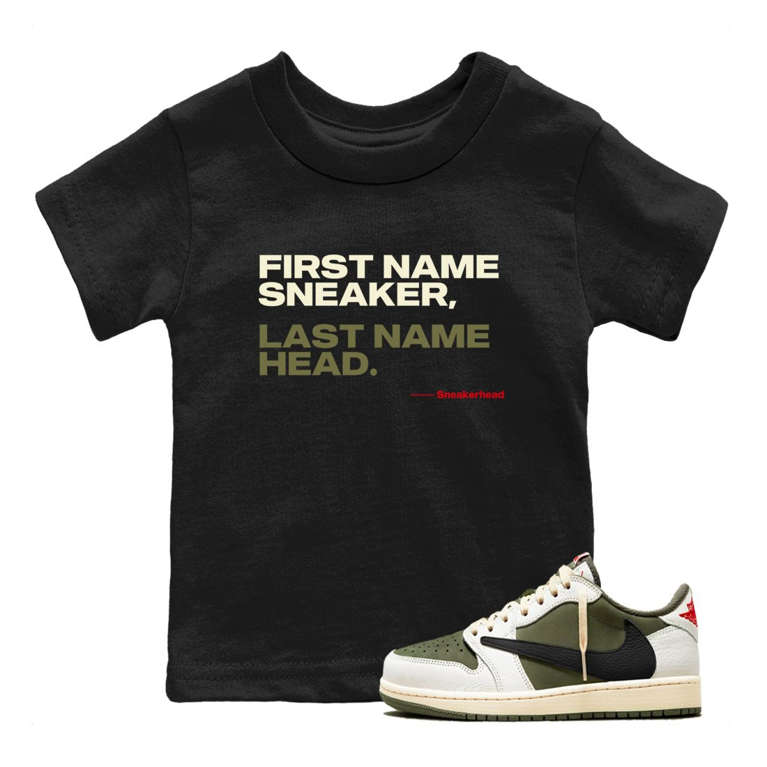 1s Travis Scott Medium Olive shirts to match jordans My Name Is Sneakerhead sneaker match tees Air Jordan 1 Travis Scott Medium Olive SNRT Sneaker Tees streetwear brand