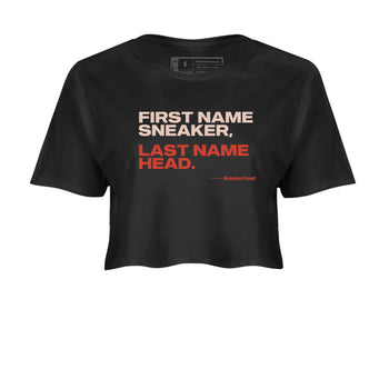 AJ13 Dune Red shirts to match jordans My Name Is Sneakerhead sneaker match tees Air Jordan 13 Dune Red SNRT Sneaker Tees streetwear brand Black 2 crop tee