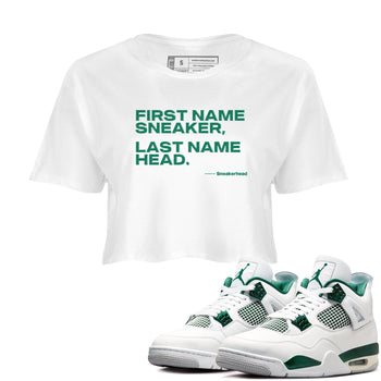 4s Oxidized Green shirts to match jordans My Name Is Sneakerhead sneaker match tees Air Jordan 4 Oxidized Green SNRT Sneaker Tees streetwear brand White 1 crop tee