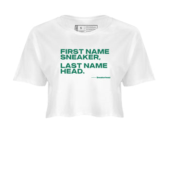 4s Oxidized Green shirts to match jordans My Name Is Sneakerhead sneaker match tees Air Jordan 4 Oxidized Green SNRT Sneaker Tees streetwear brand White 2 crop tee