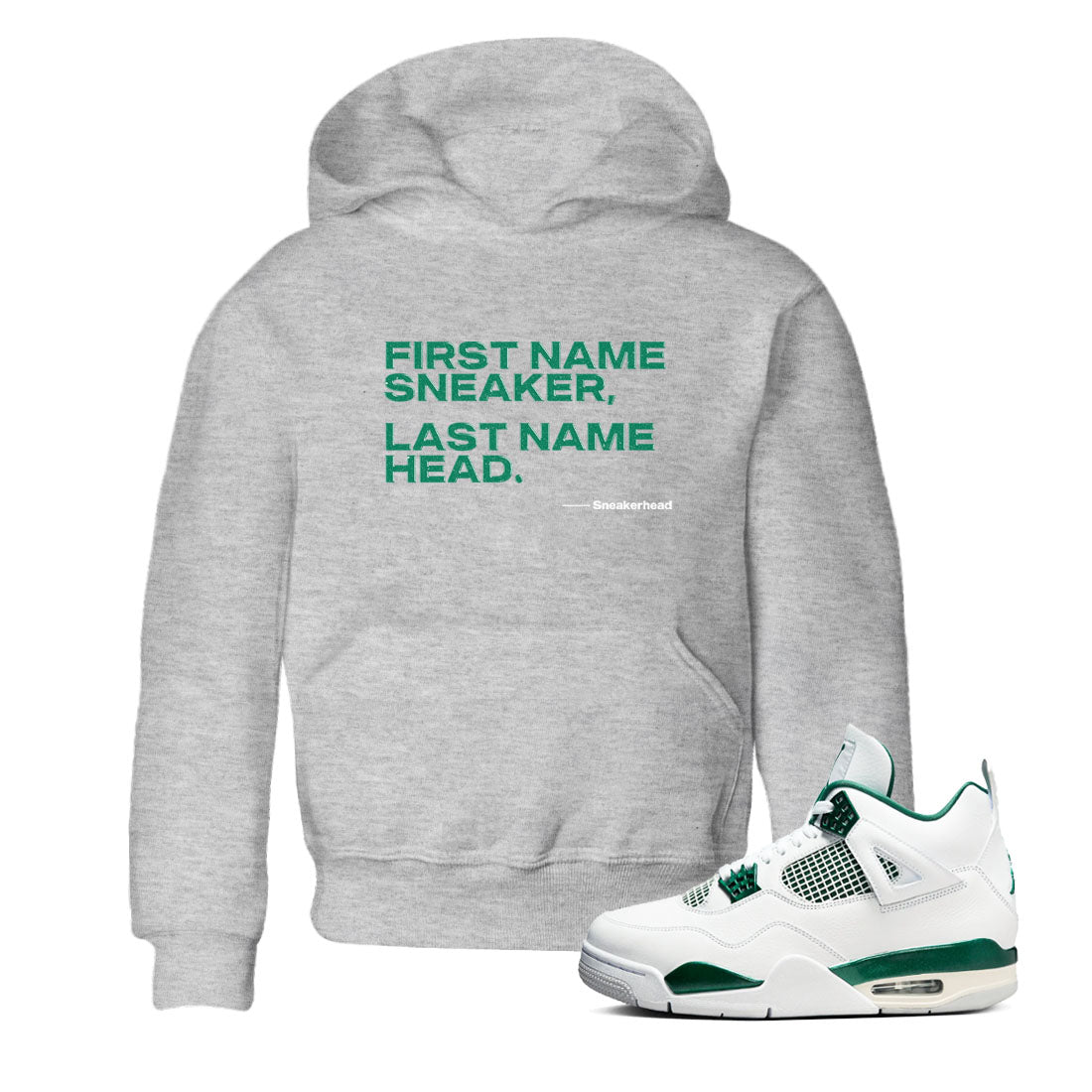 4s Oxidized Green shirts to match jordans My Name Is Sneakerhead sneaker match tees Air Jordan 4 Oxidized Green SNRT Sneaker Tees streetwear brand Baby and Youth Heather Grey 1 cotton tee