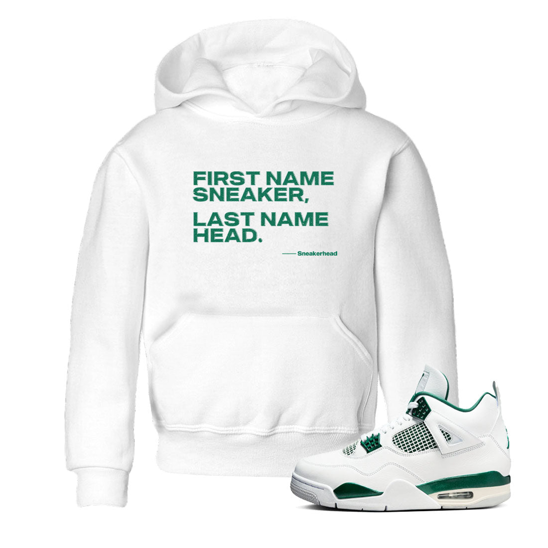 4s Oxidized Green shirts to match jordans My Name Is Sneakerhead sneaker match tees Air Jordan 4 Oxidized Green SNRT Sneaker Tees streetwear brand Baby and Youth White 1 cotton tee