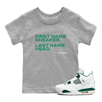 4s Oxidized Green shirts to match jordans My Name Is Sneakerhead sneaker match tees Air Jordan 4 Oxidized Green SNRT Sneaker Tees streetwear brand Baby and Youth Heather Grey 1 cotton tee