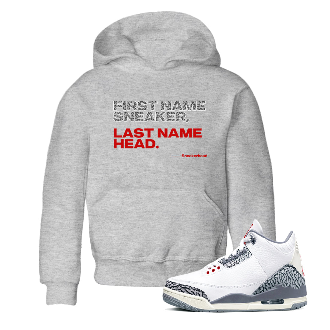 Jordan 3 Retro Cement Grey shirts to match jordans My Name Is Sneakerhead sneaker match tees 3 Cement Grey SNRT Sneaker Release Tees Youth Baby Heather Grey 1 crew neck shirts