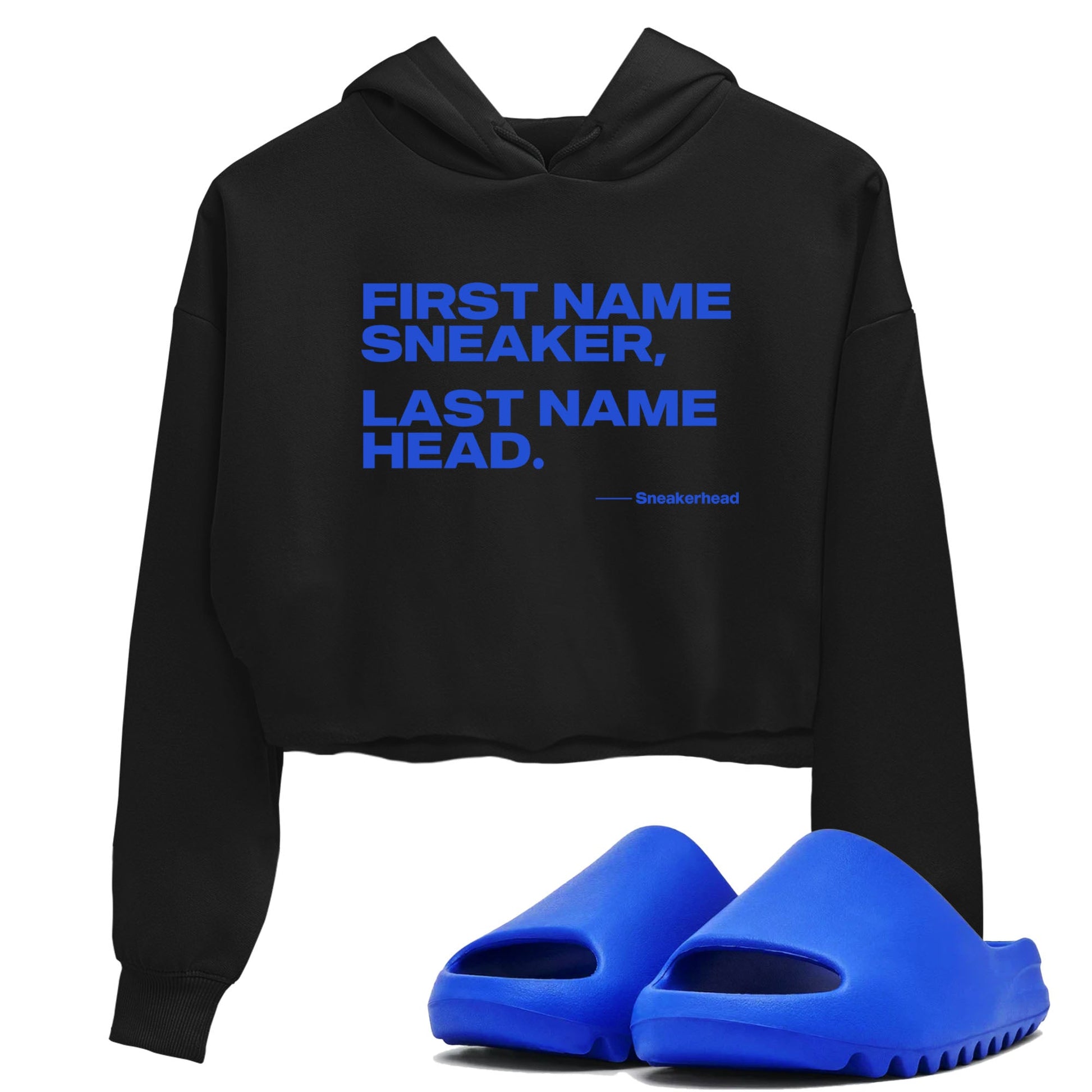Yeezy Slide Azure shirts to match jordans My Name Is Sneakerhead sneaker match tees Yeezy Slide Azure SNRT Sneaker Tees streetwear brand Black 1 crop tee