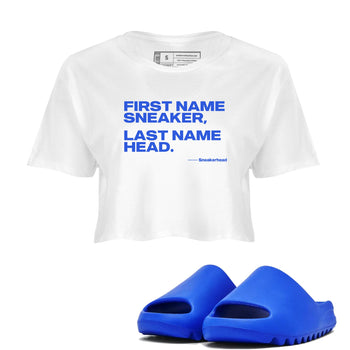 Yeezy Slide Azure shirts to match jordans My Name Is Sneakerhead sneaker match tees Yeezy Slide Azure SNRT Sneaker Tees streetwear brand White 1 crop tee