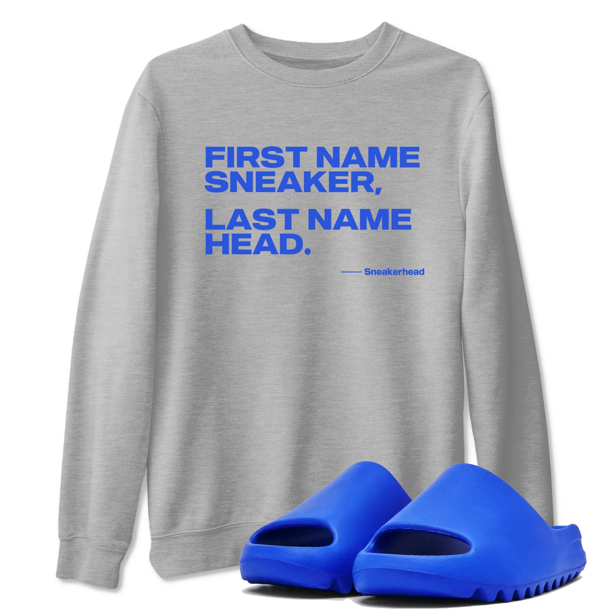 Yeezy Slide Azure shirts to match jordans My Name Is Sneakerhead sneaker match tees Yeezy Slide Azure SNRT Sneaker Tees streetwear brand Heather Grey 1 unisex cotton tee