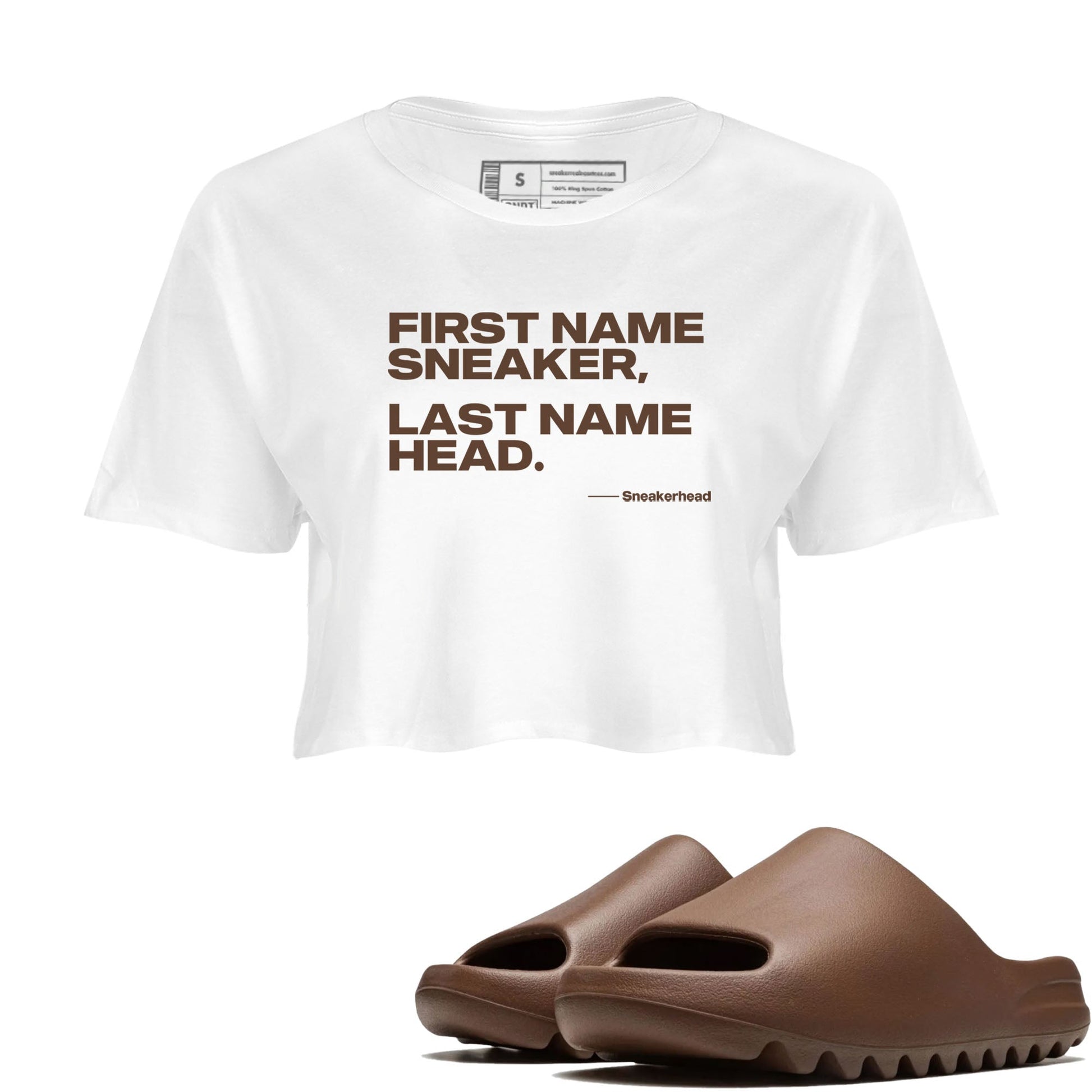 Yeezy Slide Flax shirts to match jordans My Name Is Sneakerhead sneaker match tees Yeezy Slide Flax SNRT Sneaker Tees streetwear brand White 1 crop tee