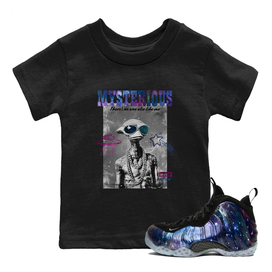 Foams One Galaxy shirts to match jordans Mysterious Dude best t shirts to wear with jordans Air Foamposite One Galaxy match shoes to clothes SNRT Sneaker Tees Youth Baby Black 1 tee