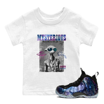 Foams One Galaxy shirts to match jordans Mysterious Dude best t shirts to wear with jordans Air Foamposite One Galaxy match shoes to clothes SNRT Sneaker Tees Youth Baby White 1 tee
