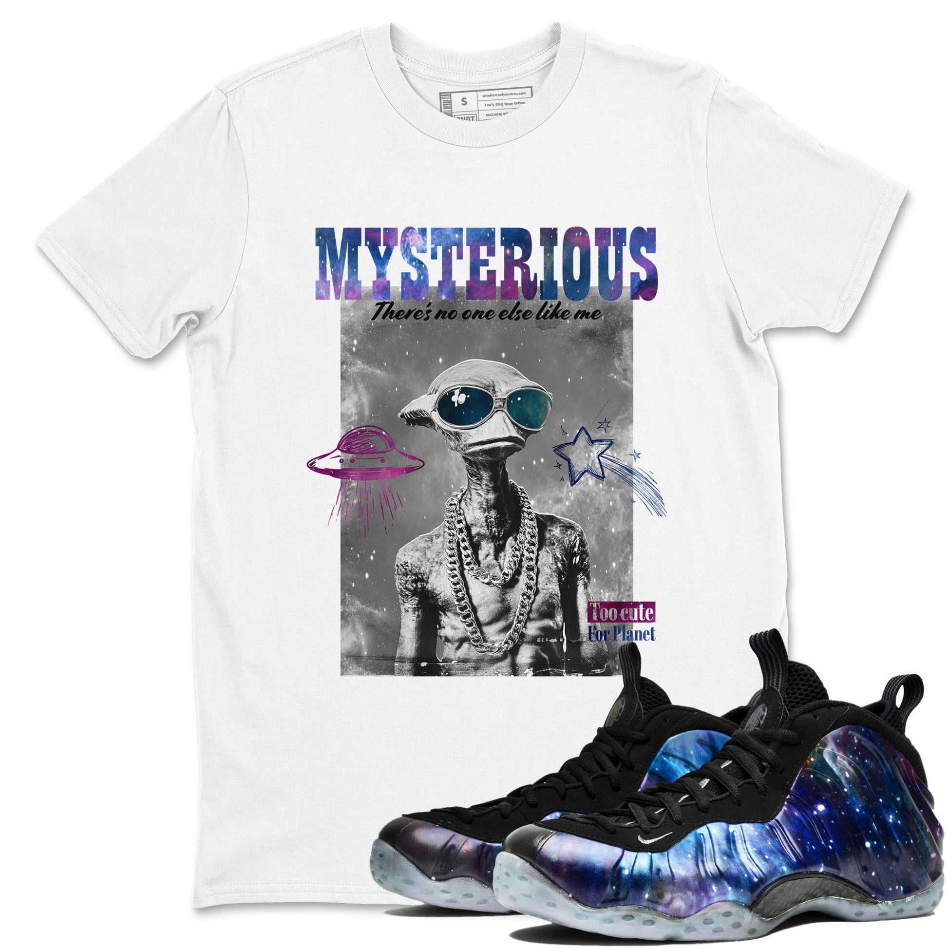 Foams One Galaxy shirts to match jordans Mysterious Dude best t shirts to wear with jordans Air Foamposite One Galaxy match shoes to clothes SNRT Sneaker Tees unisex cotton White 1 shirts