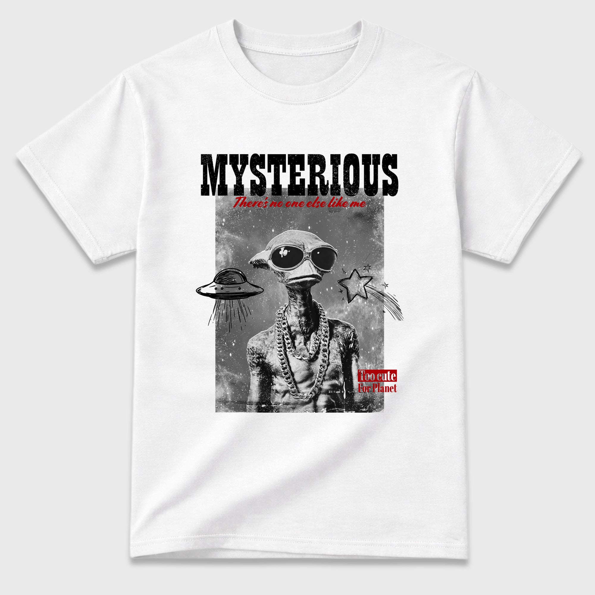 Mysterious Dude Graphic T-Shirt featuring original streetwear artwork designed to match the Air Jordan 9 True Red. White 2 Graphic T-Shirt.