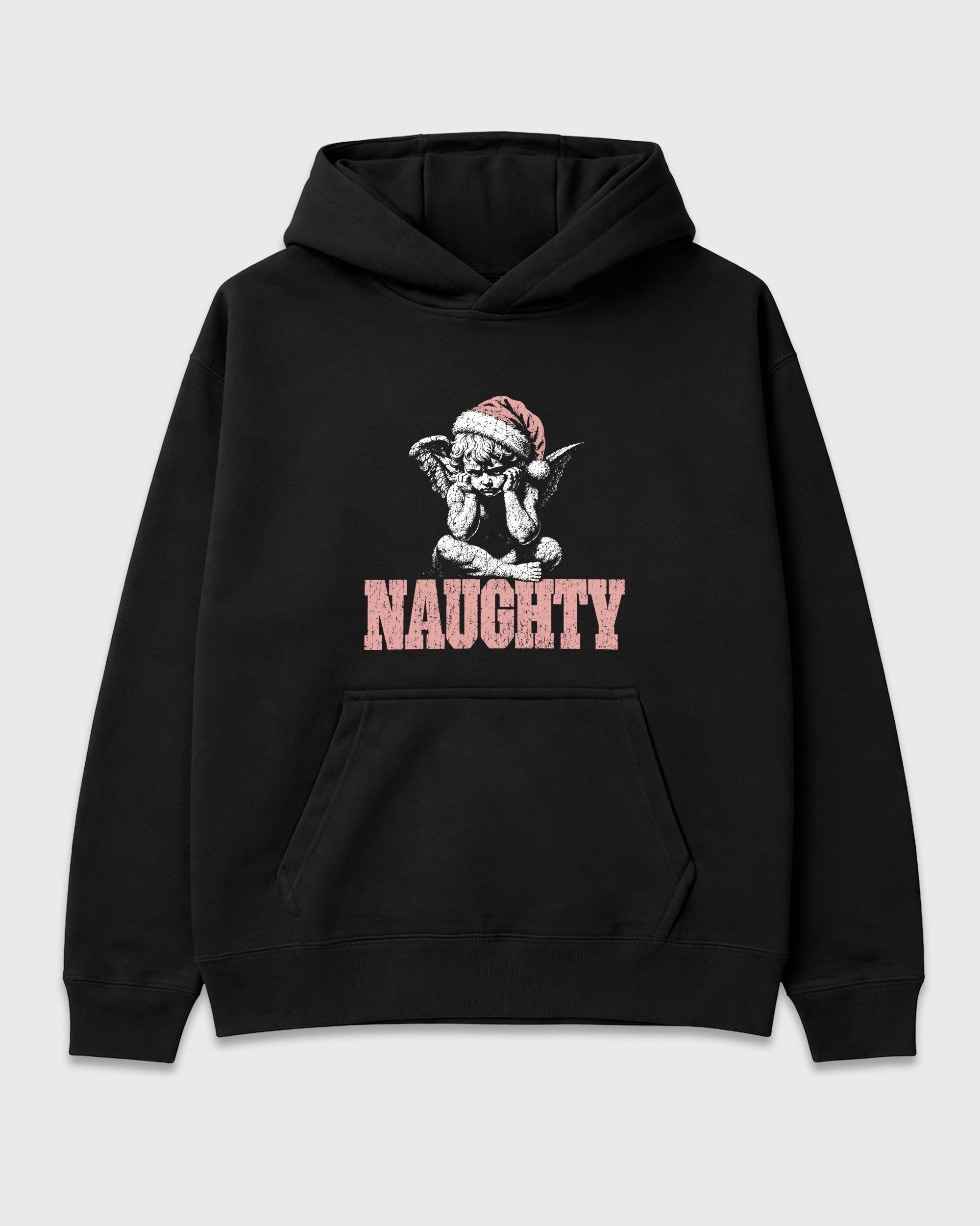 Naughty Angel Graphic T-Shirt featuring original streetwear artwork designed to match the Air Jordan 4 Pink Thunder. Black 2 Graphic Tee.