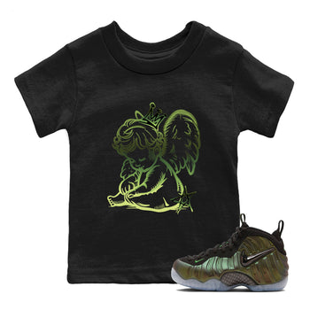 Sneaker match tees – Sneaker Tees To Match Air Foamposite One Pine Green Shoes – Neon Angel Kids T-Shirt Black 1