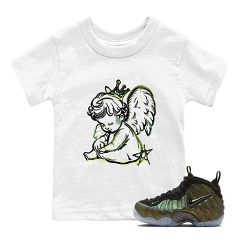 Sneaker match tees – Sneaker Tees To Match Air Foamposite One Pine Green Shoes – Neon Angel Kids T-Shirt White 1