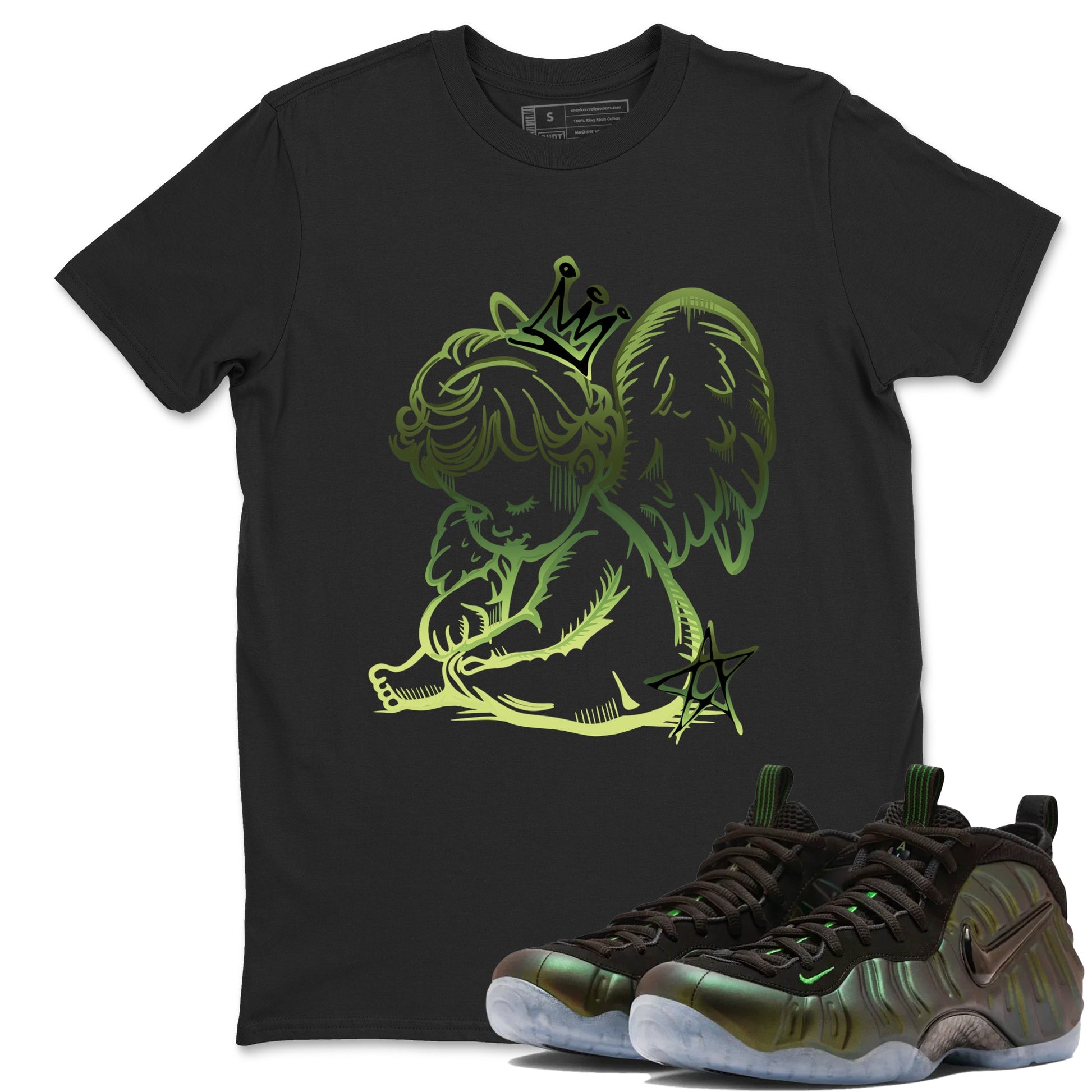 Sneaker match tees – Sneaker Tees To Match Air Foamposite One Pine Green Shoes – Neon Angel Tee Black 1
