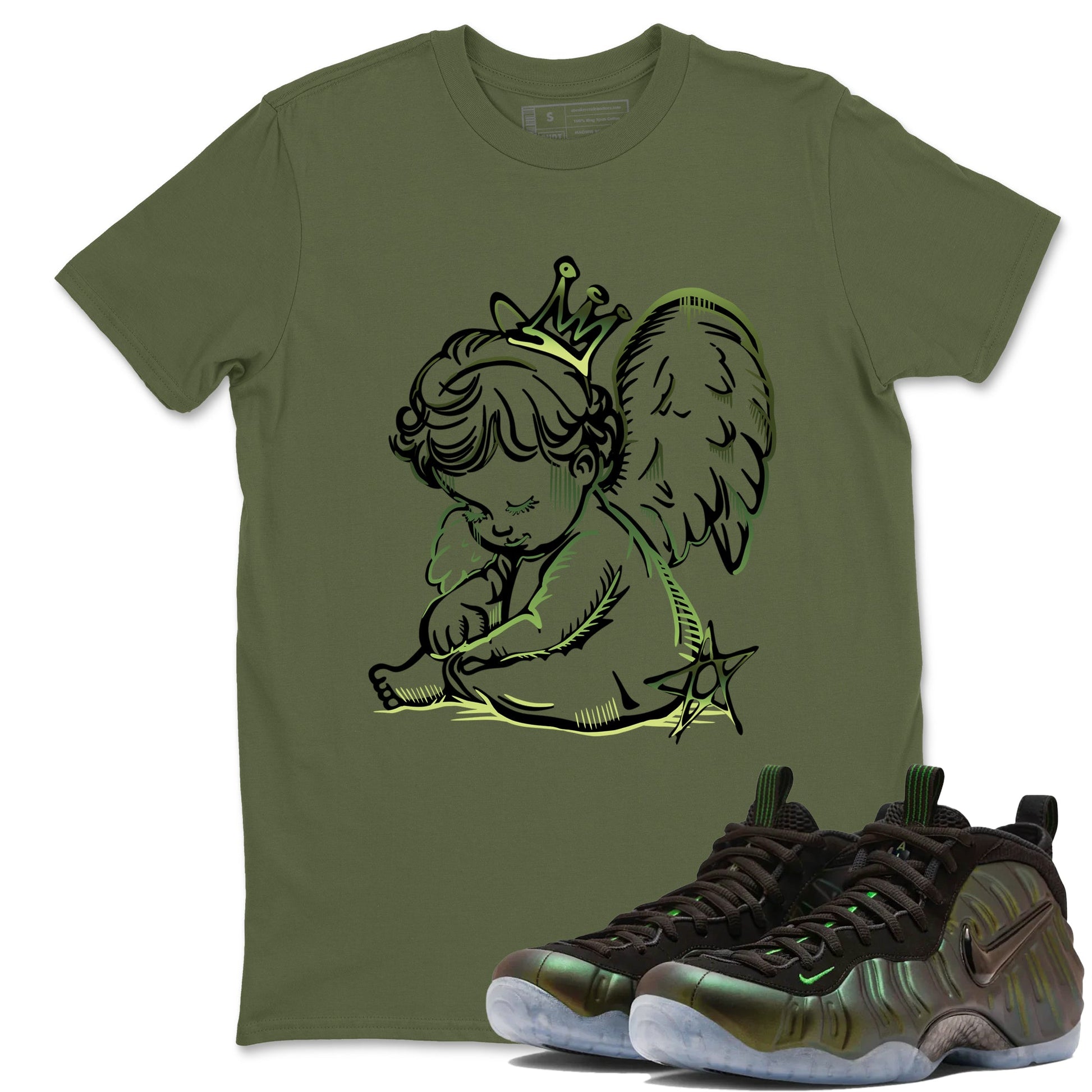 Sneaker match tees – Sneaker Tees To Match Air Foamposite One Pine Green Shoes – Neon Angel Tee Military Green 1