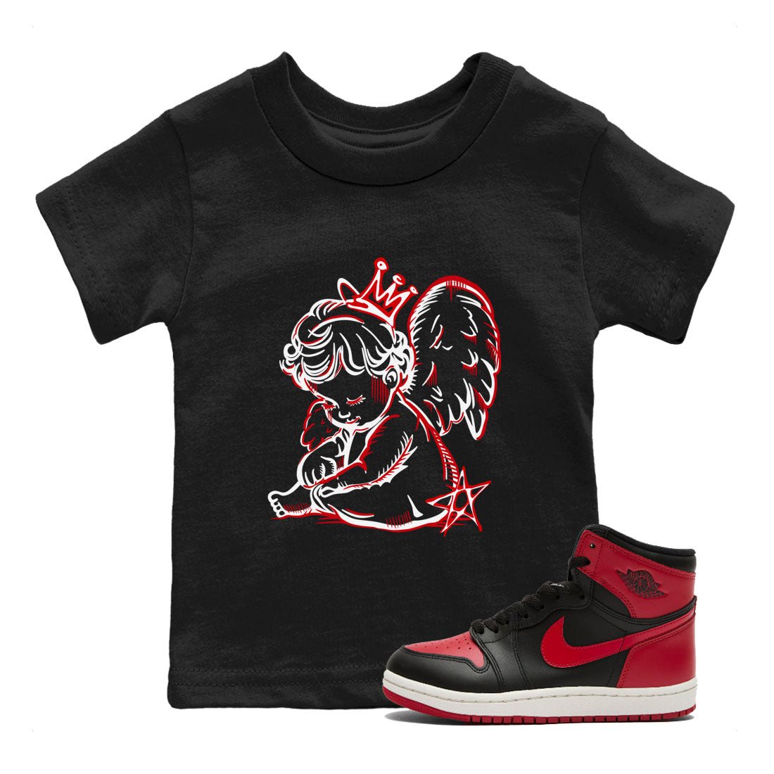 1s '85 Bred shirts to match jordans Neon Angel best t shirts to wear with jordans AJ1 Retro High OG '85 Bred match shoes to clothes SNRT Sneaker Tees Youth Baby Black 1 tee