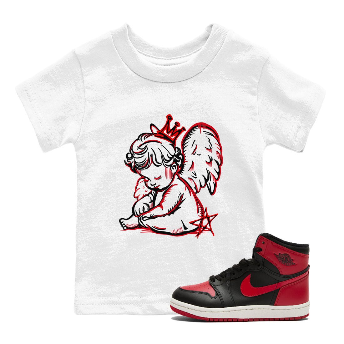 1s '85 Bred shirts to match jordans Neon Angel best t shirts to wear with jordans AJ1 Retro High OG '85 Bred match shoes to clothes SNRT Sneaker Tees Youth Baby White 1 tee