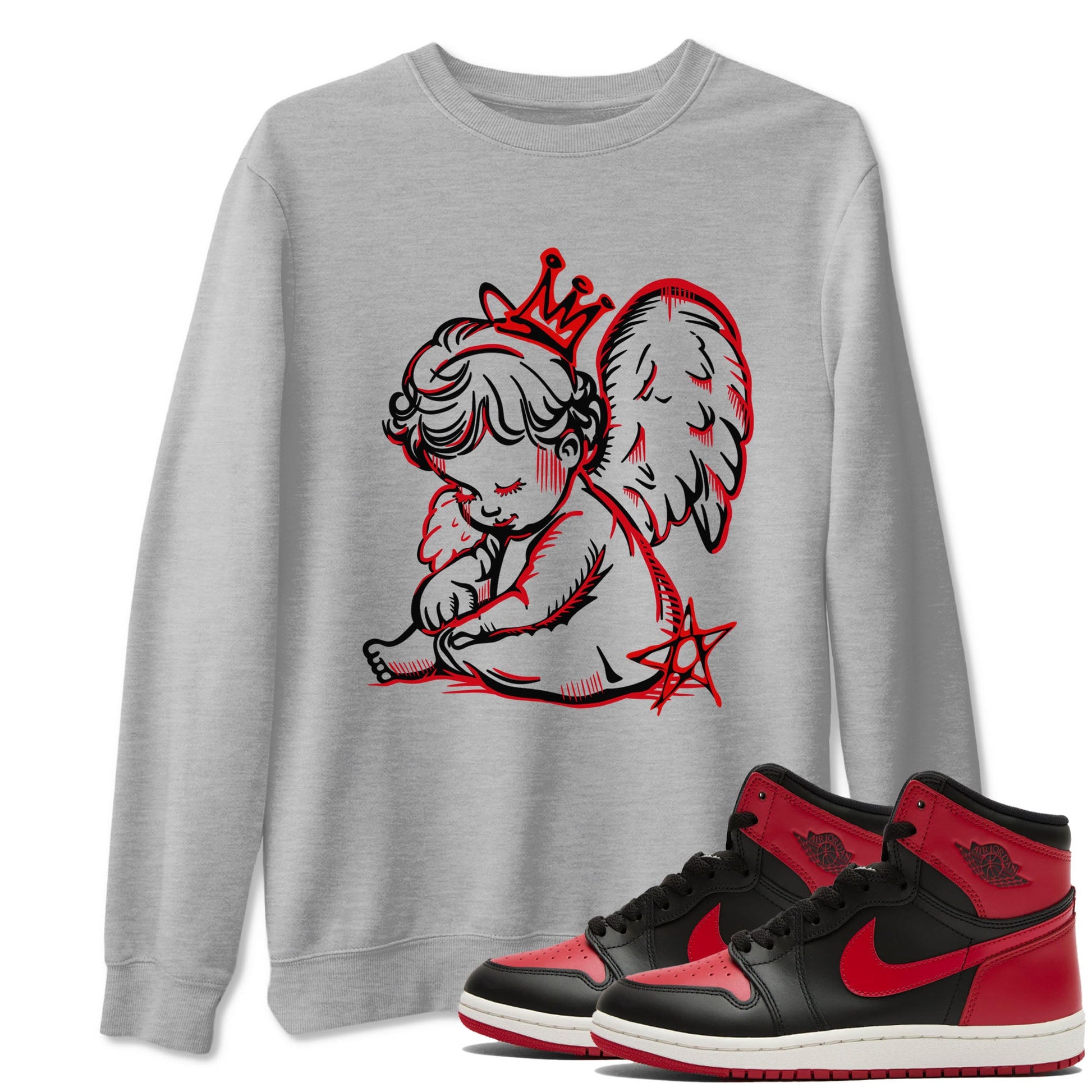 1s '85 Bred shirts to match jordans Neon Angel best t shirts to wear with jordans AJ1 Retro High OG '85 Bred match shoes to clothes SNRT Sneaker Tees unisex cotton Heather Grey 1 shirts