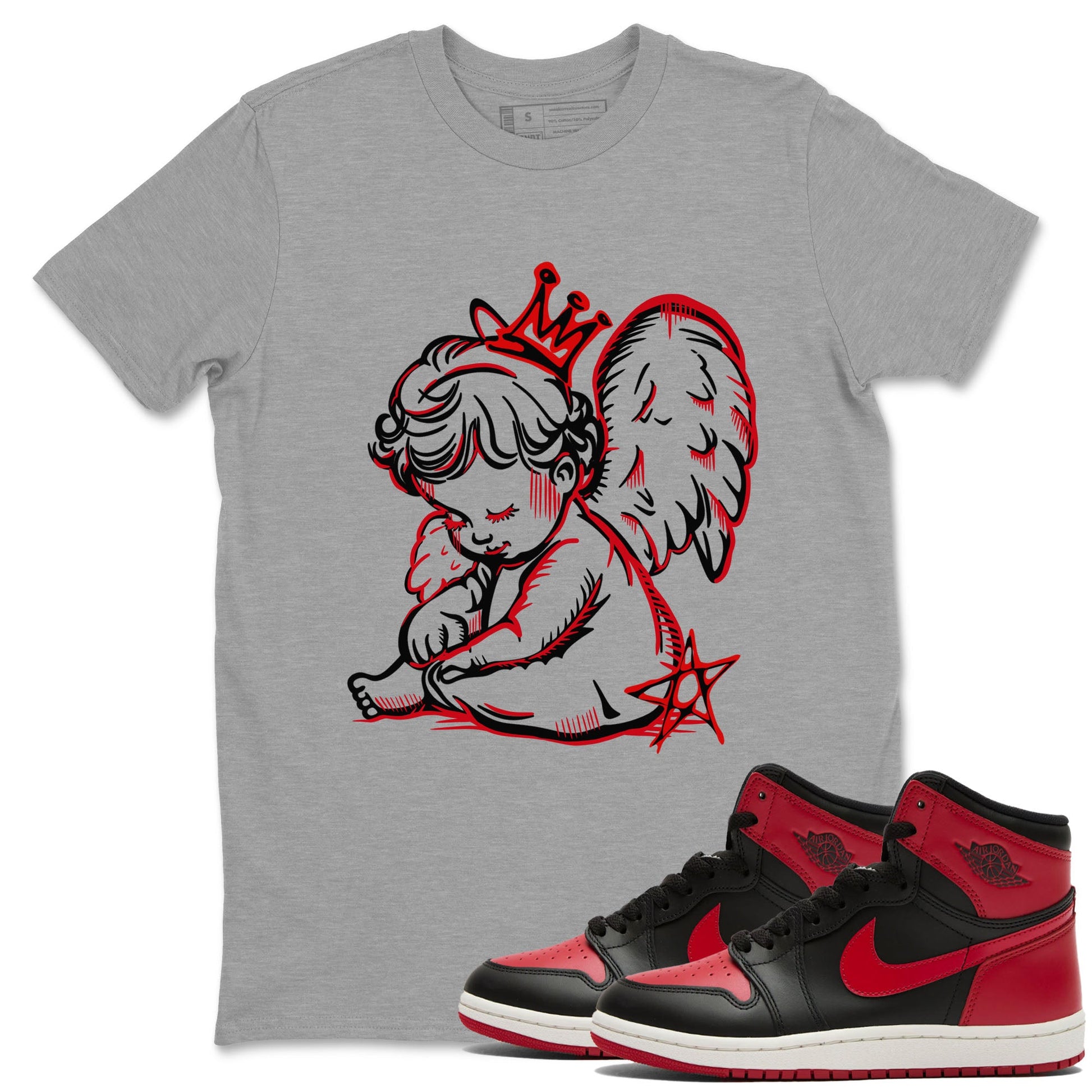 1s '85 Bred shirts to match jordans Neon Angel best t shirts to wear with jordans AJ1 Retro High OG '85 Bred match shoes to clothes SNRT Sneaker Tees unisex cotton Heather Grey 1 shirts