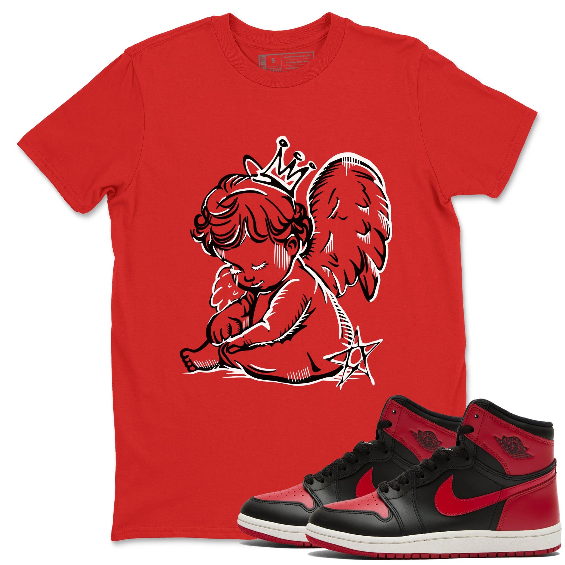 1s '85 Bred shirts to match jordans Neon Angel best t shirts to wear with jordans AJ1 Retro High OG '85 Bred match shoes to clothes SNRT Sneaker Tees unisex cotton Red 1 shirts