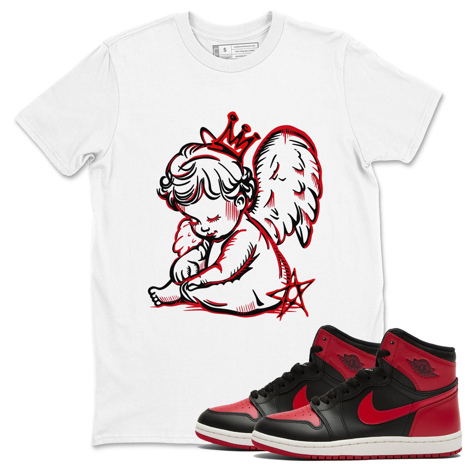 1s '85 Bred shirts to match jordans Neon Angel best t shirts to wear with jordans AJ1 Retro High OG '85 Bred match shoes to clothes SNRT Sneaker Tees unisex cotton White 1 shirts