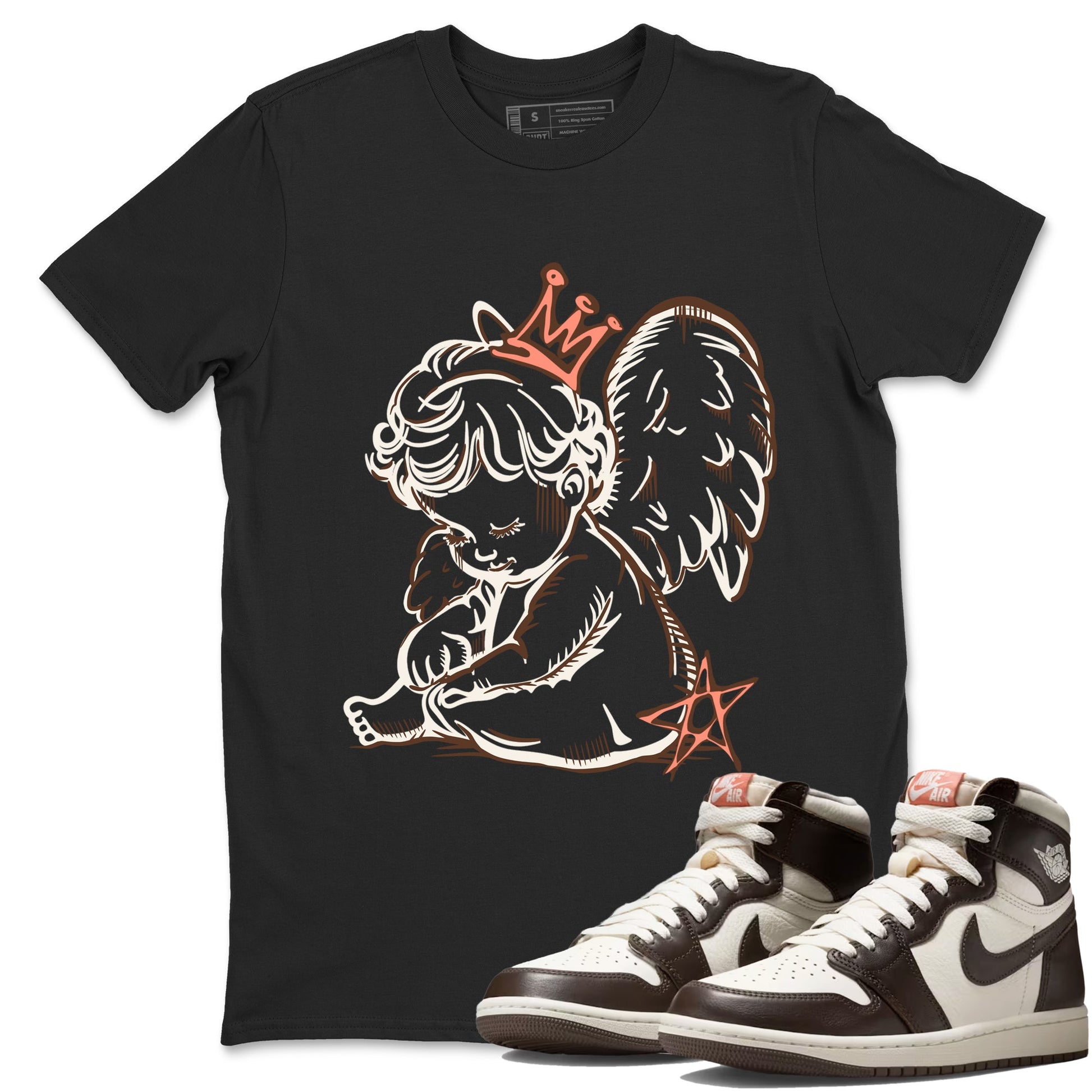Sneaker match tees – Sneaker Tees To Match Air Jordan 1 Baroque Brown Shoes – Neon Angel Tee Black 1