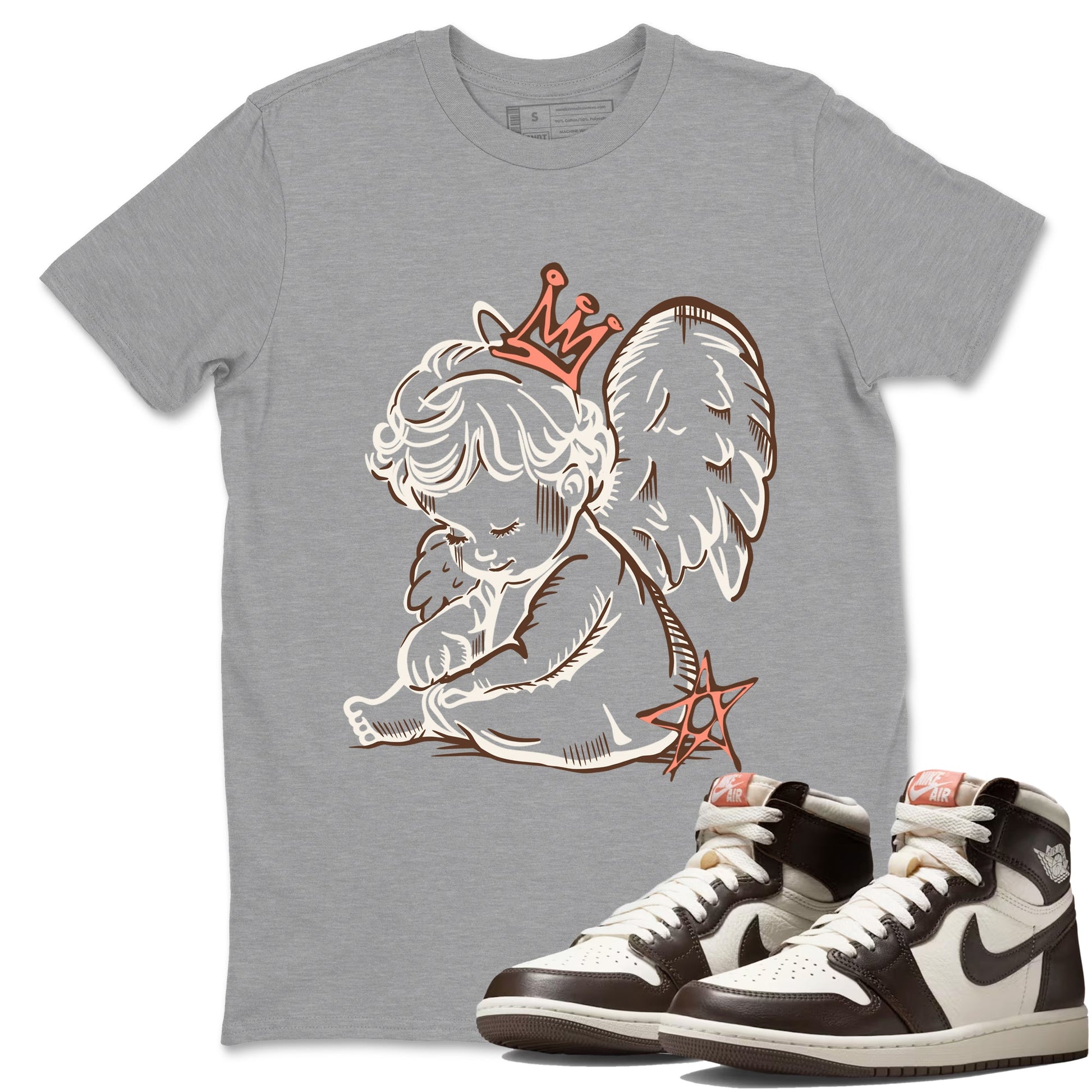 Sneaker match tees – Sneaker Tees To Match Air Jordan 1 Baroque Brown Shoes – Neon Angel Tee Heather Grey 1