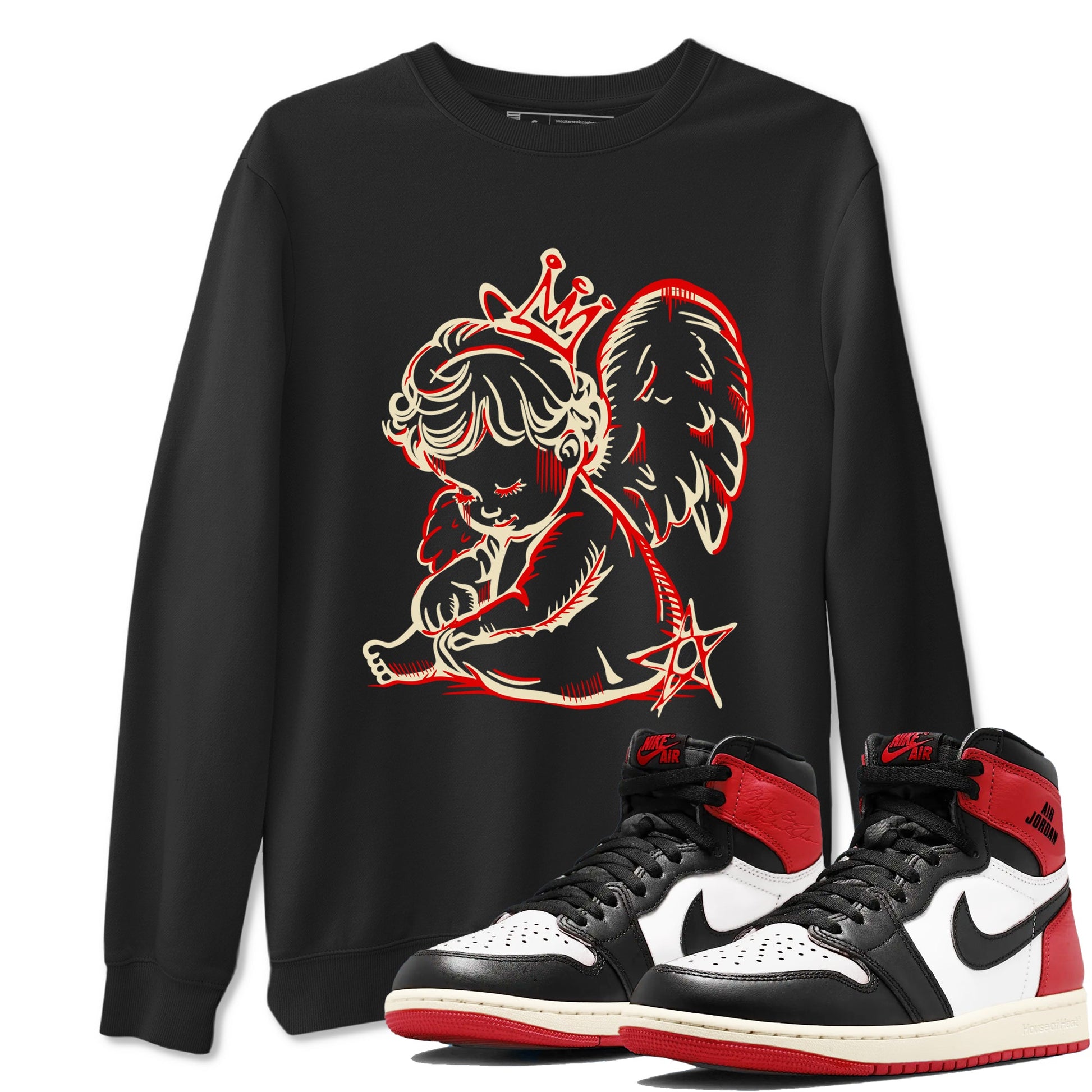 1s Black Toe Reimagined shirts to match jordans Neon Angel best t shirts to wear with jordans AJ1 High OG Black Toe Reimagined match shoes to clothes SNRT Sneaker Tees unisex cotton Black 1 shirts
