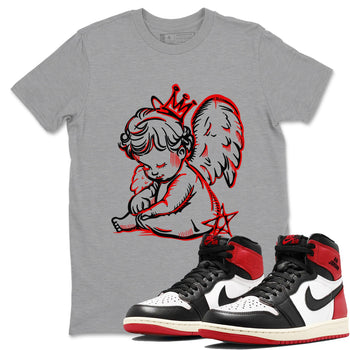 1s Black Toe Reimagined shirts to match jordans Neon Angel best t shirts to wear with jordans AJ1 High OG Black Toe Reimagined match shoes to clothes SNRT Sneaker Tees unisex cotton Heather Grey 1 shirts
