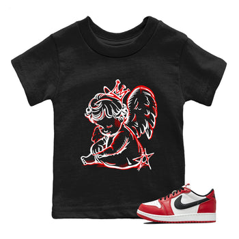 Best Sneakerfit graphic tee – Sneaker Tees To Match Air Jordan 1 Low Chicago Sneakers – Neon Angel Kids T-Shirt Black 1