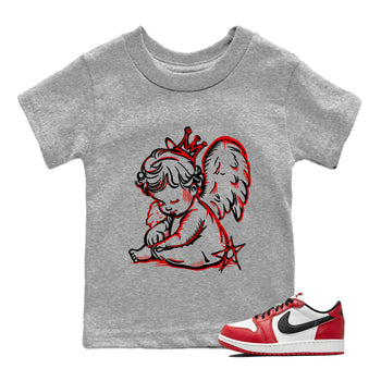 Best Sneakerfit graphic tee – Sneaker Tees To Match Air Jordan 1 Low Chicago Sneakers – Neon Angel Kids T-Shirt Heather Grey 1