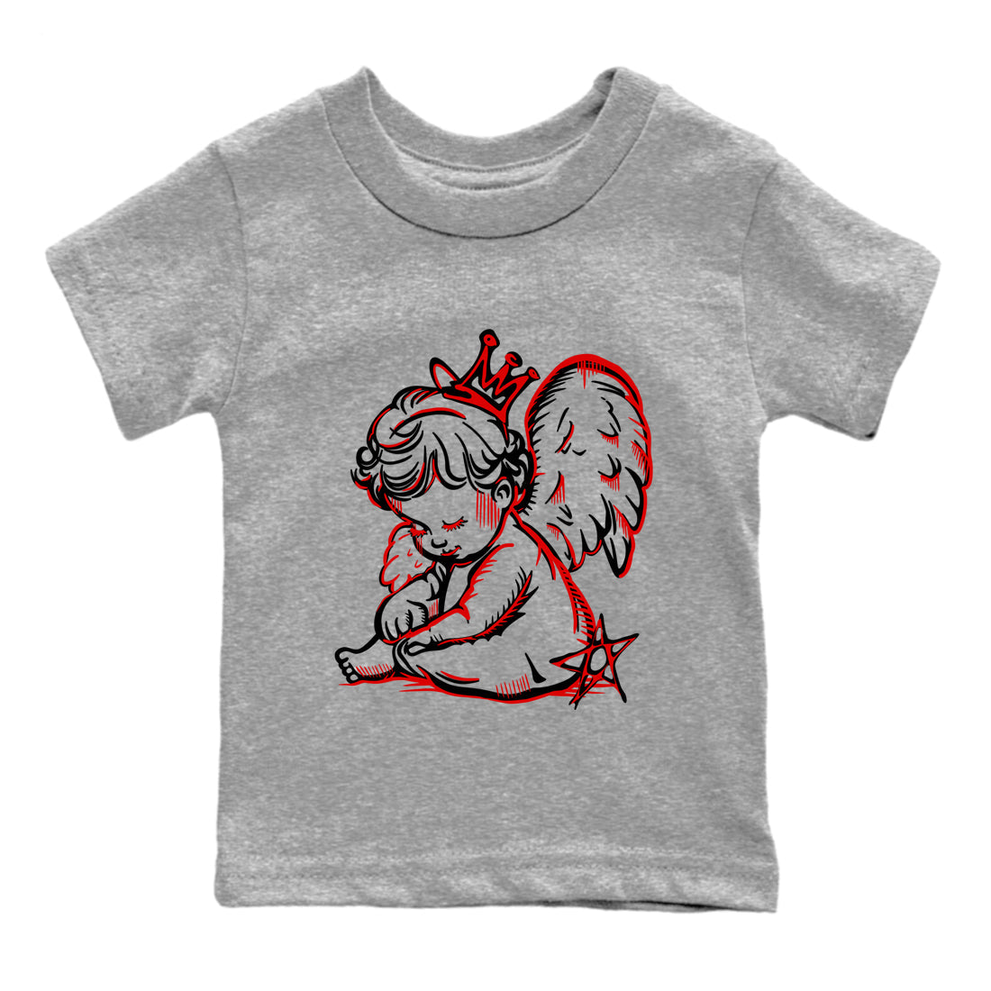 Best Sneakerfit graphic tee – Sneaker Tees To Match Air Jordan 1 Low Chicago Sneakers – Neon Angel Kids T-Shirt Heather Grey 2