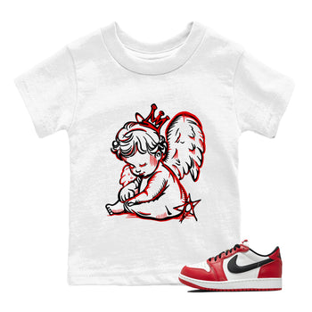 Best Sneakerfit graphic tee – Sneaker Tees To Match Air Jordan 1 Low Chicago Sneakers – Neon Angel Kids T-Shirt White 1
