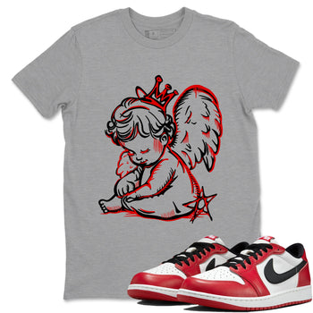 Best Sneakerfit graphic tee – Sneaker Tees To Match Air Jordan 1 Low Chicago Sneakers – Neon Angel Tee Heather Grey 1