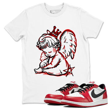 Best Sneakerfit graphic tee – Sneaker Tees To Match Air Jordan 1 Low Chicago Sneakers – Neon Angel Tee White 1
