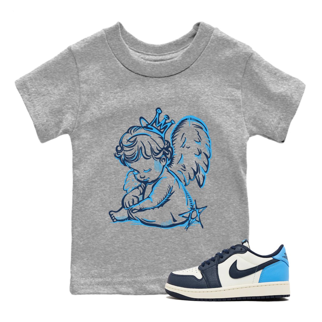 1s Obsidian shirts to match jordans Neon Angel shirts to match Jordans AJ1 Retro Low OG Obsidian match shoes to clothes SNRT Sneaker Tees Youth Baby Heather Grey 1 tee